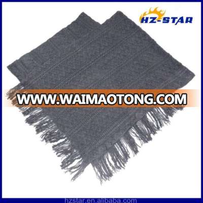 HZW-13291 Fashion warm comfortable best hot selling gray knitted shawl for girls